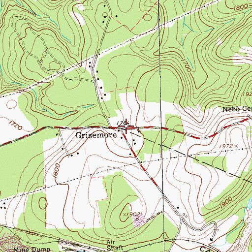 Topographic Map of Grisemore, PA
