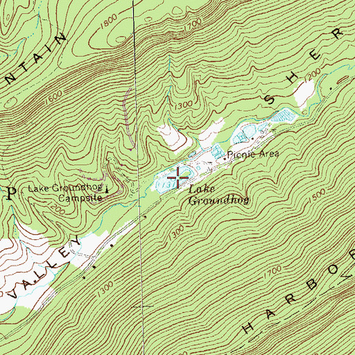 Topographic Map of Lake Groundhog, PA