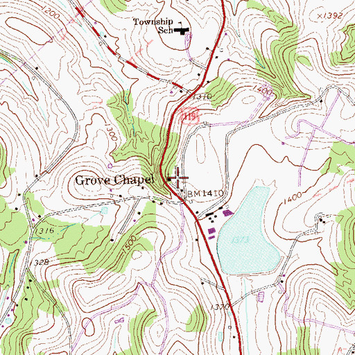 Topographic Map of Grove Chapel, PA