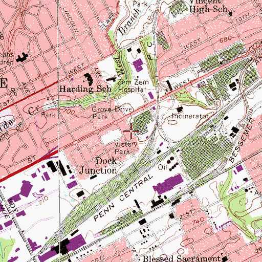 Topographic Map of Grove Drive Park, PA