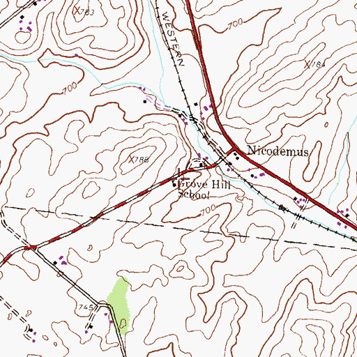 Topographic Map of Grove Hill School, PA