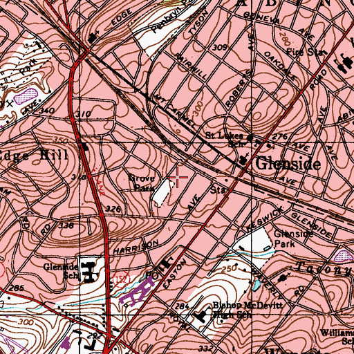 Topographic Map of Grove Park, PA