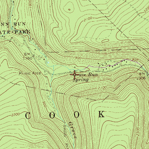 Topographic Map of Grove Run Spring, PA
