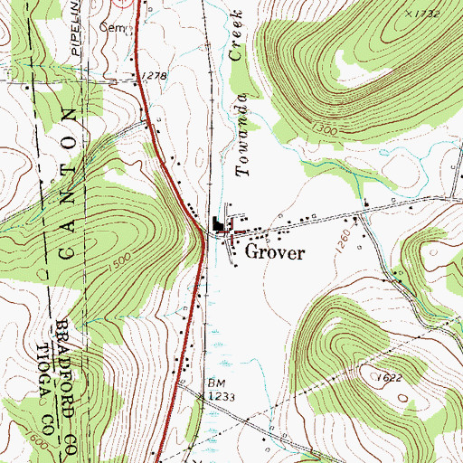 Topographic Map of Grover, PA