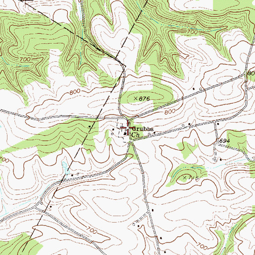Topographic Map of Grubbs Church, PA