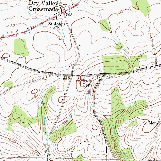 Topographic Map of Guier Cemetery, PA
