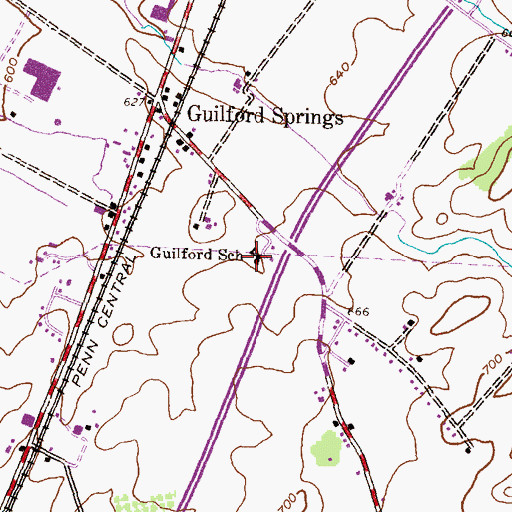 Topographic Map of Guilford School, PA