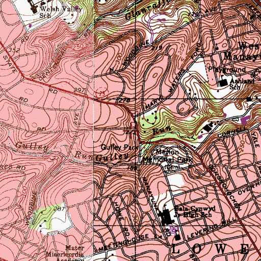 Topographic Map of Gulley Park, PA