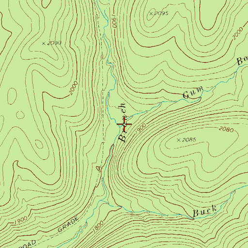 Topographic Map of Gum Boot Run, PA