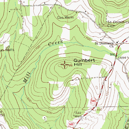 Topographic Map of Gumbert Hill, PA