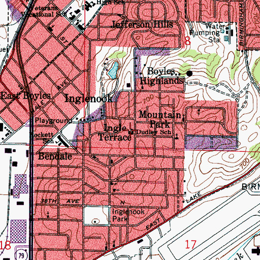 Topographic Map of Dudley Elementary School, AL