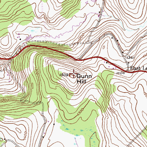 Topographic Map of Gunn Hill, PA