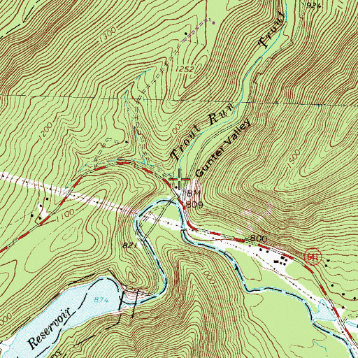 Topographic Map of Gunter Valley, PA