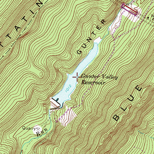Topographic Map of Gunter Valley Reservoir, PA