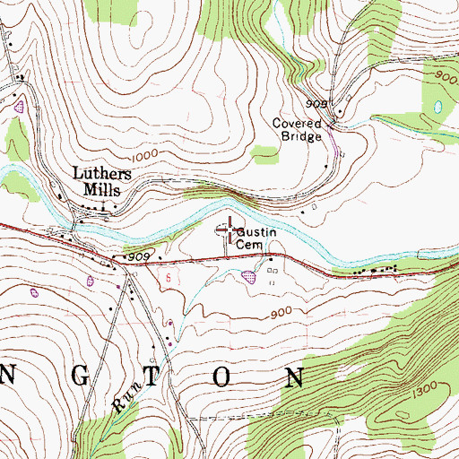 Topographic Map of Gustin Cemetery, PA
