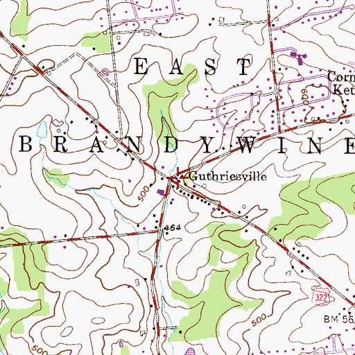 Topographic Map of Guthriesville, PA