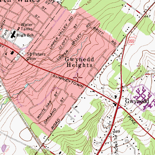 Topographic Map of Gwynedd Heights, PA