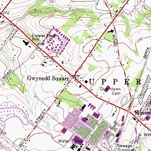 Topographic Map of Gwynedd Square, PA