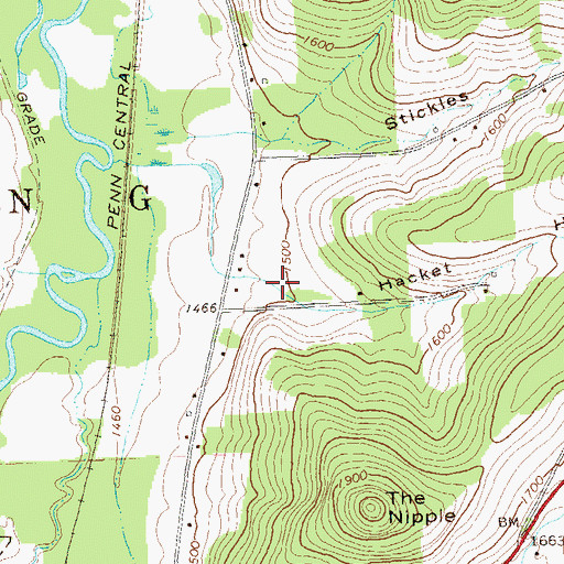 Topographic Map of Hacket Hollow, PA