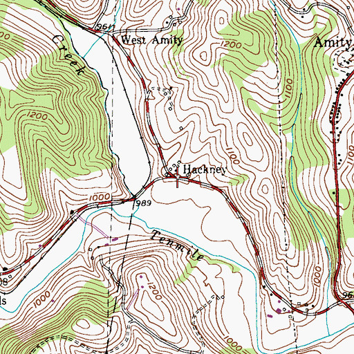 Topographic Map of Hackney, PA