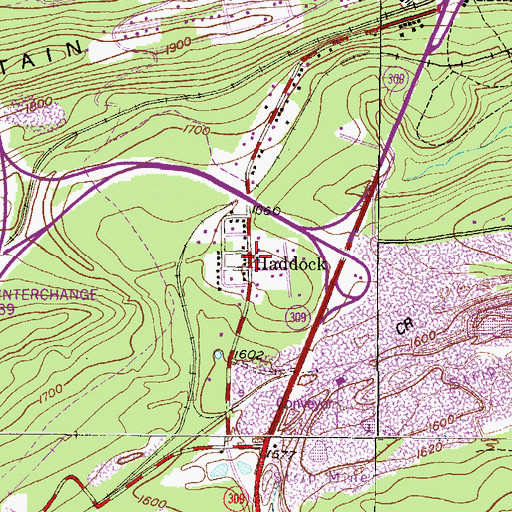 Topographic Map of Haddock, PA