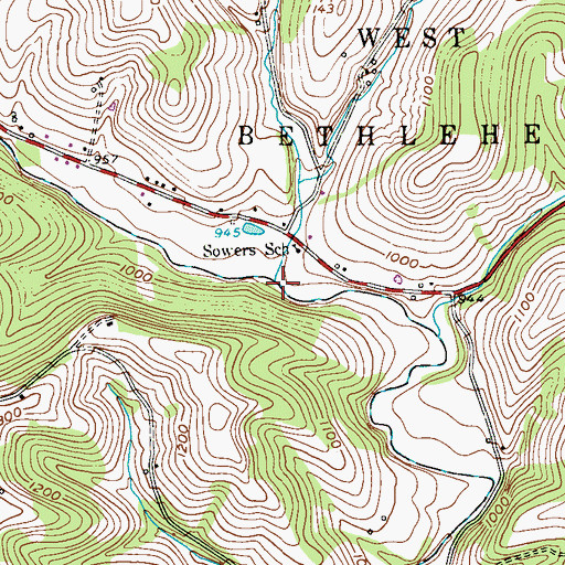 Topographic Map of Hainers Run, PA