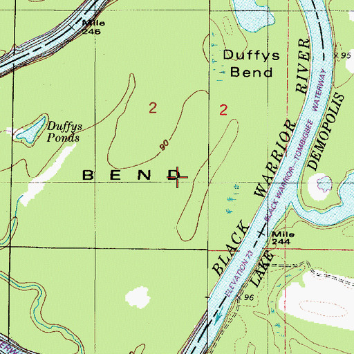 Topographic Map of Duffys Bend, AL