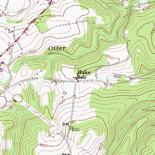Topographic Map of Hake School, PA