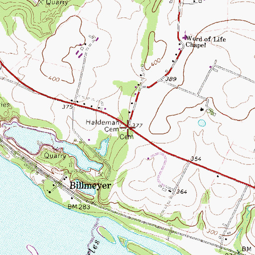 Topographic Map of Haldeman Cemetery, PA