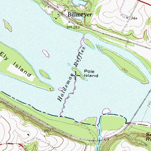 Topographic Map of Haldeman Riffles, PA