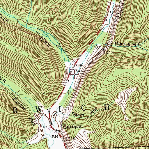 Topographic Map of Half Mile Run, PA