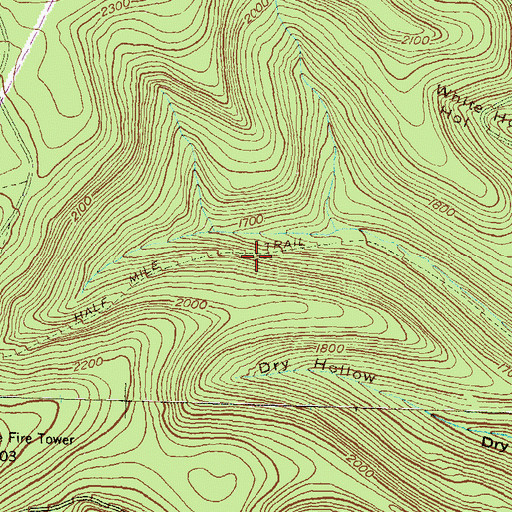 Topographic Map of Half Mile Trail, PA
