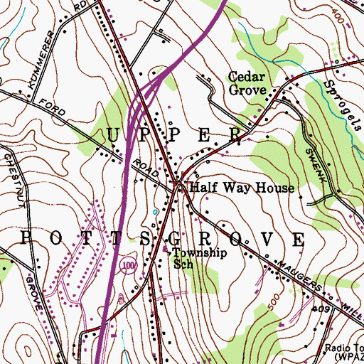 Topographic Map of Half Way House, PA