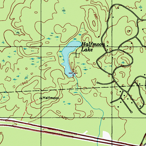 Topographic Map of Halfmoon Lake, PA