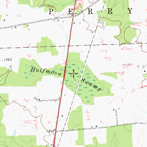 Topographic Map of Halfmoon Swamp, PA