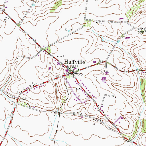 Topographic Map of Halfville, PA