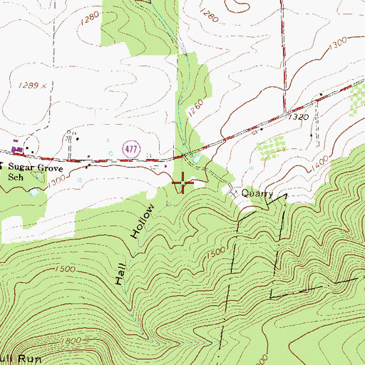 Topographic Map of Hall Hollow, PA