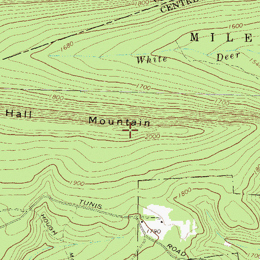 Topographic Map of Hall Mountain, PA