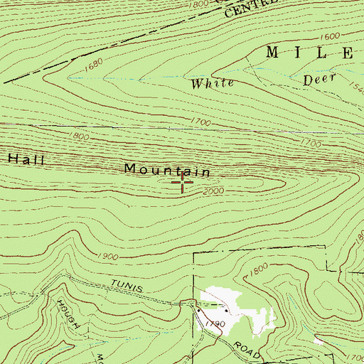 Topographic Map of Hall Mountain, PA