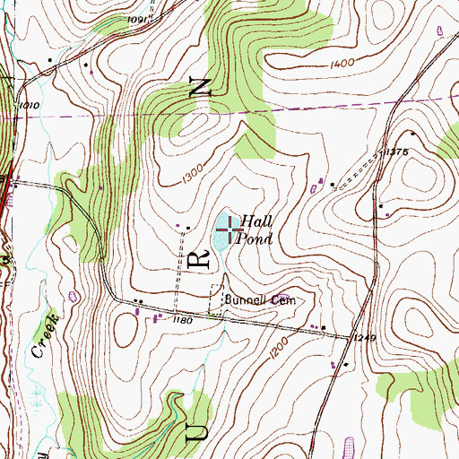 Topographic Map of Hall Pond, PA