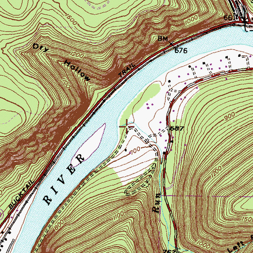 Topographic Map of Hall Run, PA