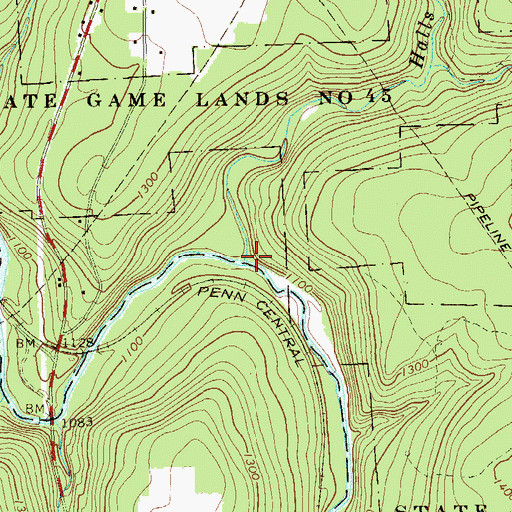 Topographic Map of Halls Run, PA