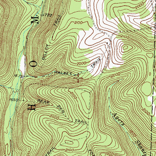 Topographic Map of Halsey Trail, PA