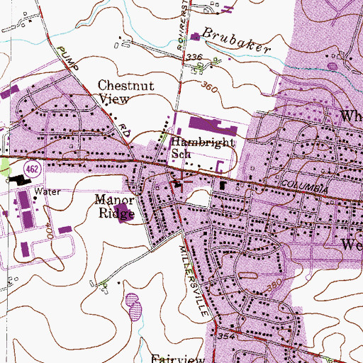 Topographic Map of Hambright School, PA