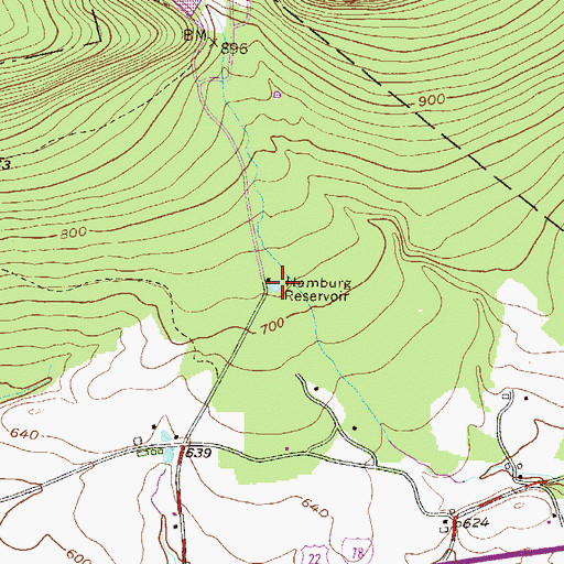 Topographic Map of Hamburg Reservoir, PA