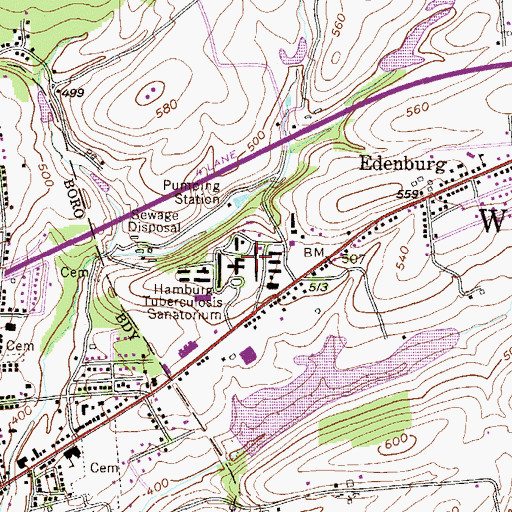 Topographic Map of Hamburg Tuberculosis Sanatorium, PA
