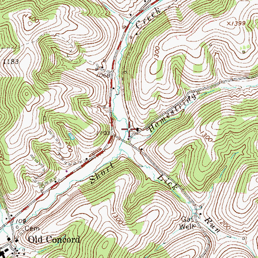Topographic Map of Hamestring Run, PA