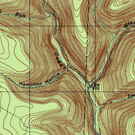 Topographic Map of Hamilton Hollow, PA
