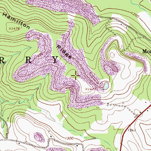 Topographic Map of Hamilton Ridge, PA