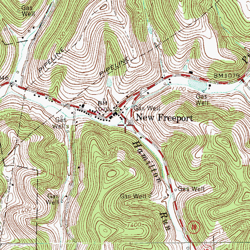 Topographic Map of Hamilton Run, PA
